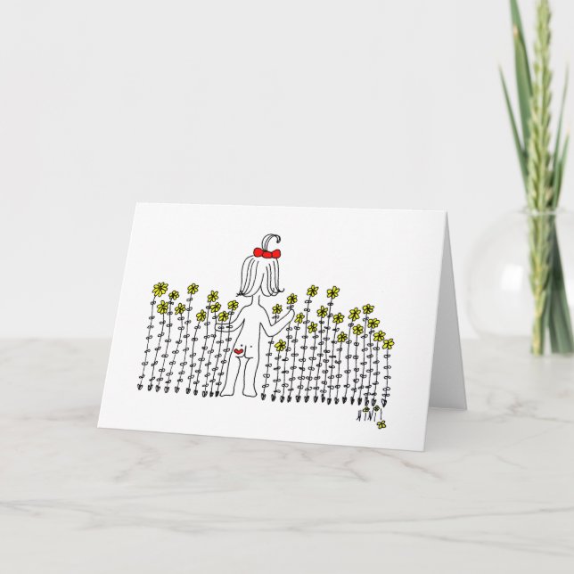 Carte De Remerciements Bébé dans un champ de fleurs (Devant)