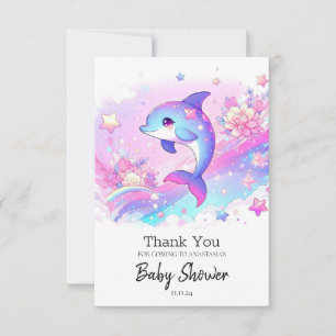 Carte De Remerciements Bébé dauphin mignon et rêveur: Fête prénatale