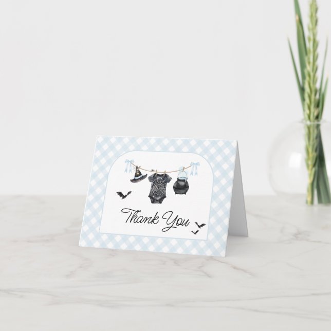 Carte De Remerciements Bébé d'Halloween bleu brasse Baby shower (Devant)