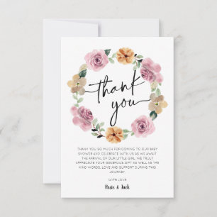 Carte De Remerciements Bébé En Fleur Baby shower Floral