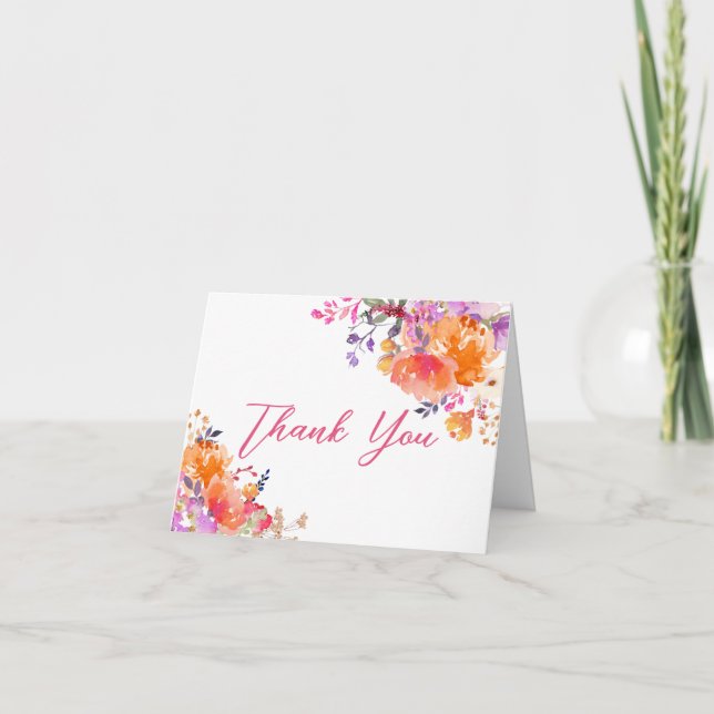 Carte De Remerciements Bébé en Fleur Baby shower floral brillant (Devant)