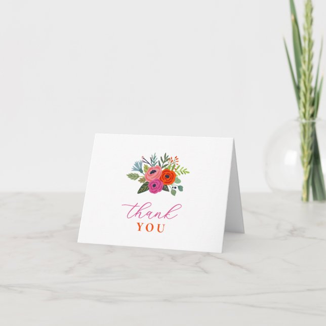 Carte De Remerciements Bébé en Fleur Baby shower floral brillant (Devant)