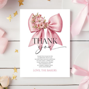 Carte De Remerciements Bébé En Fleur Baby shower Floral Rose Bow