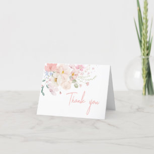 Carte De Remerciements Bébé en Fleur Baby shower floral rose pâle