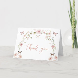Carte De Remerciements Bébé en fleur Baby shower papillon