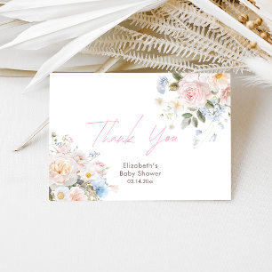 Carte De Remerciements Bébé En Fleur Baby shower rose Floral