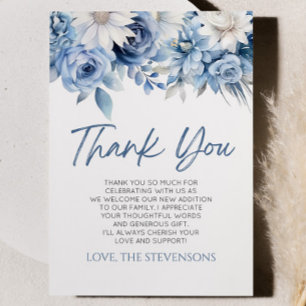 Carte De Remerciements Bébé En Fleur Dusty Blue Floral Baby shower