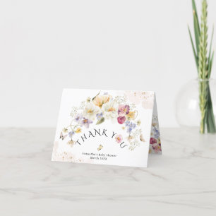 Carte De Remerciements Bébé en fleur Fleur sauvage Baby shower rustique