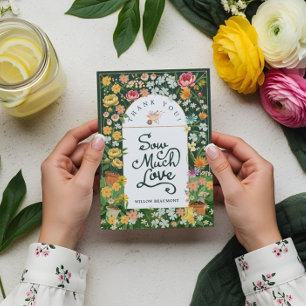 Carte De Remerciements Bébé en Fleur Jardin Floral Baby shower à serre