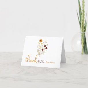 Carte De Remerciements Bébé en fleurs Baby shower Fleur sauvage d'automne