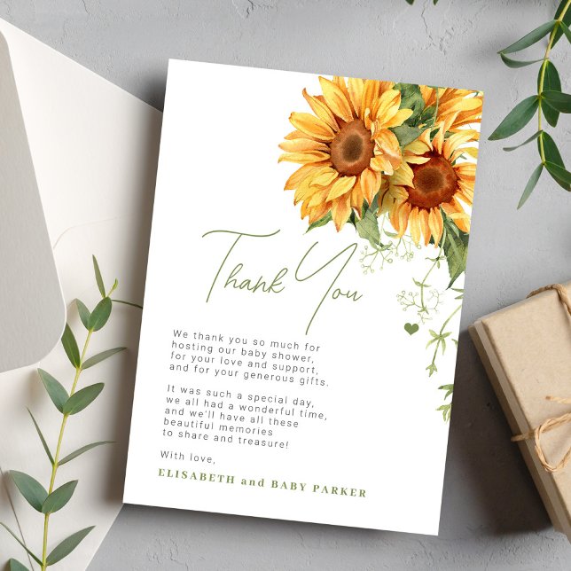 Carte De Remerciements Bébé en fleurs baby shower fleuri élégant (Créateur téléchargé)