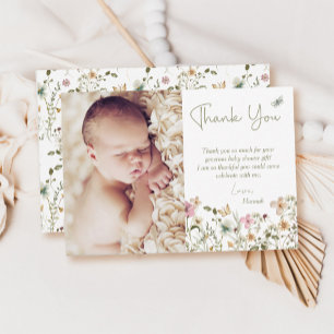 Carte De Remerciements Bébé en fleurs Baby shower floral