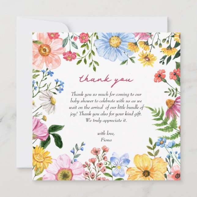 Carte De Remerciements Bébé en fleurs | Floral Cute Spring Summer Show (Devant)