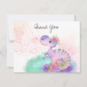 Carte De Remerciements *~* Bébé Fille Baby Shower au Lavande Jaune Dragon