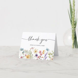 Carte De Remerciements Bébé fleur sauvage en Fleur Baby shower Floral