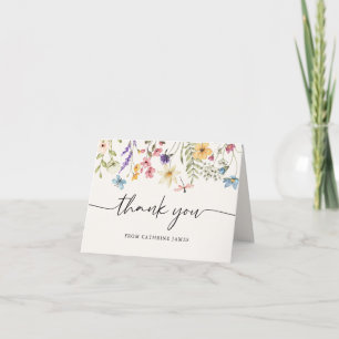 Carte De Remerciements Bébé fleur sauvage en Fleur Baby shower Floral