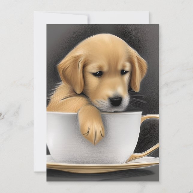 Carte De Remerciements Bébé Golden Retriever dans un graphique de la coup (Devant)