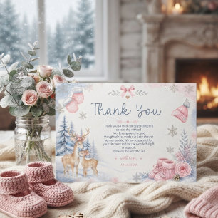 Carte De Remerciements Bébé il fait froid dehors Fête prénatale Cerf Forê