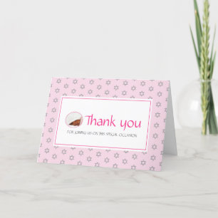 Carte De Remerciements Bébé juif Nommer Simchat Bat Photo rose