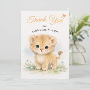 Carte De Remerciements Bébé Lion Safari Orange Mignon
