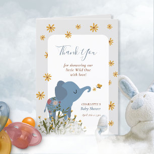 Carte De Remerciements Bébé mignon Animaux Baby shower Floral