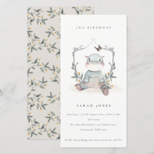 Carte De Remerciements Bébé mignon Hippo Foliage N'importe quel âge Anniv