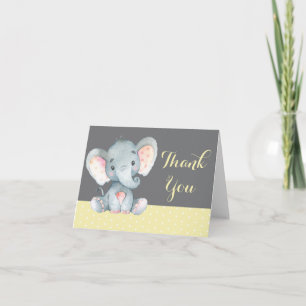 Carte De Remerciements Bébé mignon jaune et gris
