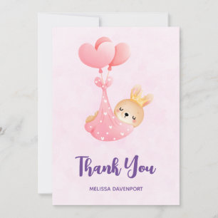 Carte De Remerciements Bébé mignon lapin dans une couverture de coeur Car