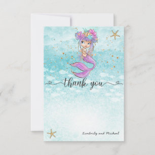 Carte De Remerciements Bébé mignon Sirène Anniversaire BABY SHOWER