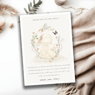 Carte De Remerciements Bébé mou Mum Lapin Floral Baby shower de couronne