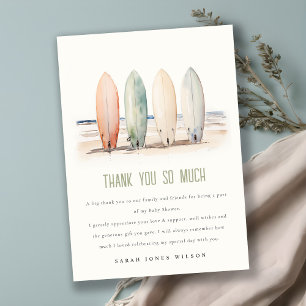 Carte De Remerciements Bébé neutre à bord Baby shower de surf