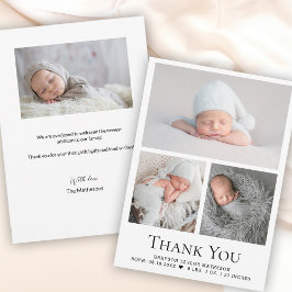 Carte De Remerciements Bébé noir blanc Garçon Grille photo État de naissa