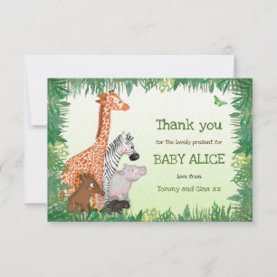 Carte de remerciements bébé pour animaux Safari (p
