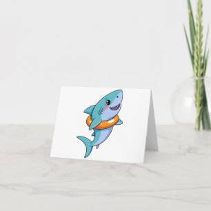 Carte De Remerciements Bébé Requin Mignon Avec Flotteur   Enfants