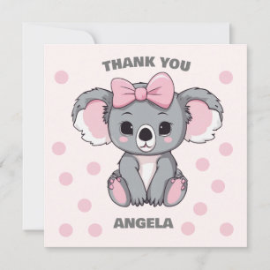 Carte De Remerciements Bébé rose Koala Ours