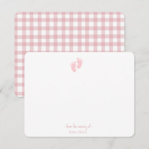 Carte De Remerciements Bébé rose mignonne empreinte fille Nursery