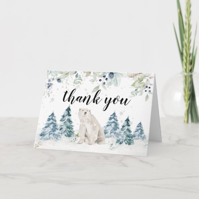 Carte De Remerciements Bébé son froid à l'extérieur du Baby shower d'ours (Devant)