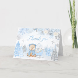 Carte De Remerciements Bébé son froid dehors Baby shower d'ours bleu