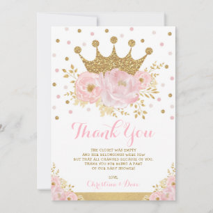 Carte De Remerciements Bébée Royale princesse Royale de la Couronne noire