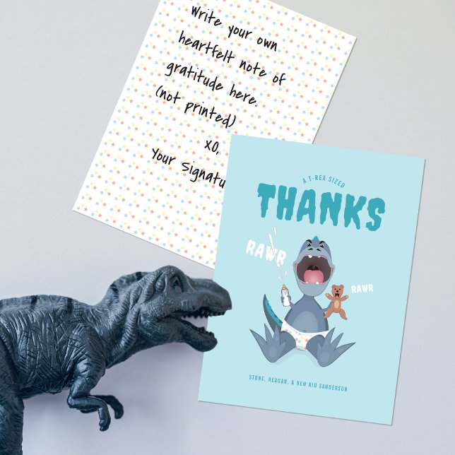 Carte De Remerciements Bébésaurus T-rex Bleu (Créateur téléchargé)