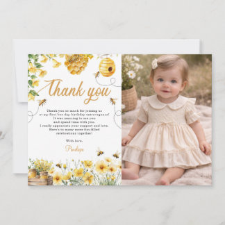 Carte De Remerciements Bee Flower Yellow Birthday Photo