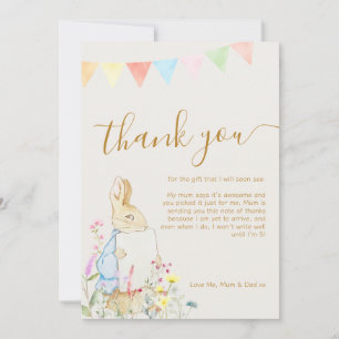Carte De Remerciements Beige Beatrix Potter Pierre le Baby shower Rabbit
