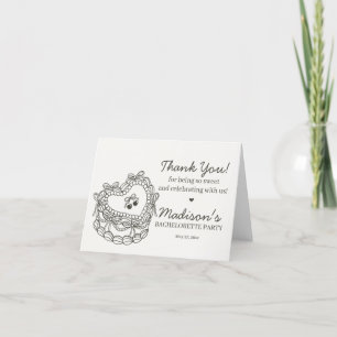 Carte De Remerciements Beige Bow Retro Coquette gâteau Bachelorette