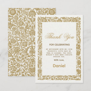 Carte De Remerciements Beige Floral Surprise Retraite Party 2025