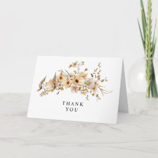 Carte De Remerciements Beige Wild Flowers Wedding Thank You Card