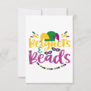 Carte De Remerciements Beignets & Perles Drôle Mardi Gras Carnival Cadeau