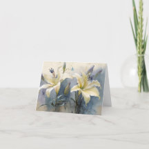 Belle Aquarelle Crème blanche Lillies violettes