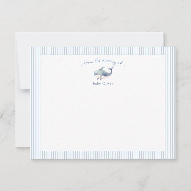 Carte De Remerciements Belle baleine bleue Bébé Garçon bleu (Devant)