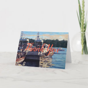 Carte De Remerciements Belle Bass Harbour Maine Fishing Bateau Scène