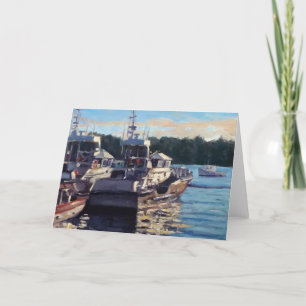 Carte De Remerciements Belle Bass Harbour Maine Fishing Bateau Scène